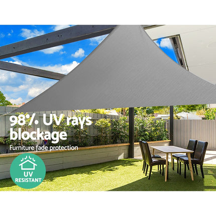Instahut Shade Sail 3x3x4.3m Triangle 280GSM 98% Grey Shade Cloth 6