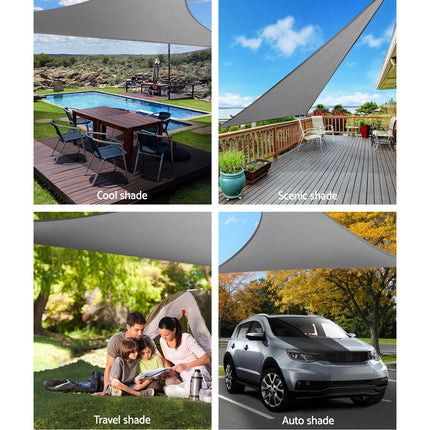 Instahut Shade Sail 6x6x6m Triangle 280GSM 98% Grey Shade Cloth 4