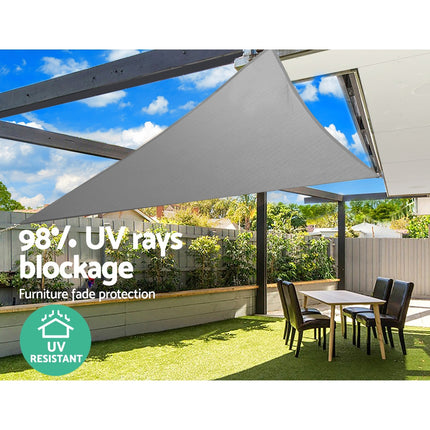 Instahut Shade Sail 6x6x6m Triangle 280GSM 98% Grey Shade Cloth 6