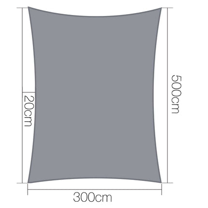 Instahut Shade Sail 3x5m Rectangle 280GSM 98% Grey Shade Cloth 2