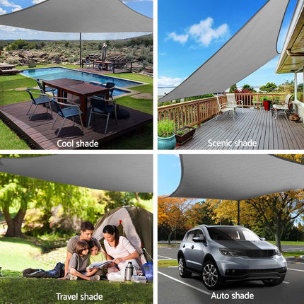 Instahut Shade Sail 3x5m Rectangle 280GSM 98% Grey Shade Cloth 4
