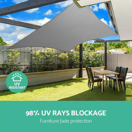 Instahut Shade Sail 3x5m Rectangle 280GSM 98% Grey Shade Cloth 5