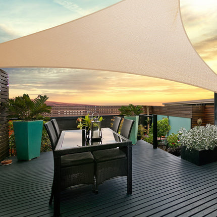 Instahut Shade Sail 5x5x5m Triangle 185GSM 95% Sand Shade Cloth 7