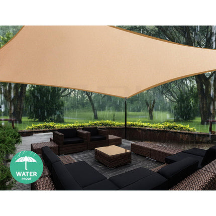 Instahut Waterproof Shade Sail 2x4m Rectangle Sand 95% Shade Cloth 5