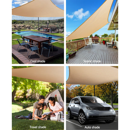 Instahut Waterproof Shade Sail 3x5m Rectangle Sand 95% Shade Cloth 4