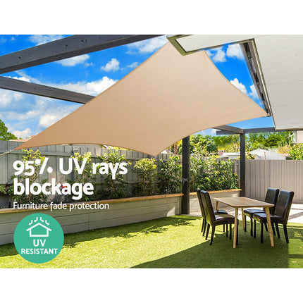 Instahut Waterproof Shade Sail 3x5m Rectangle Sand 95% Shade Cloth 6