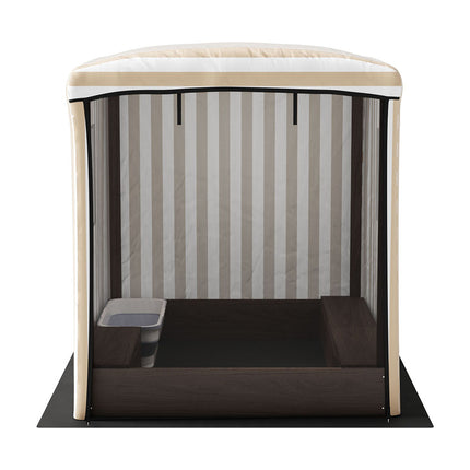 Keezi Kids Sandpit Wooden Sandbox Sand Pit with Canopy Window Water Basin 120cm 3