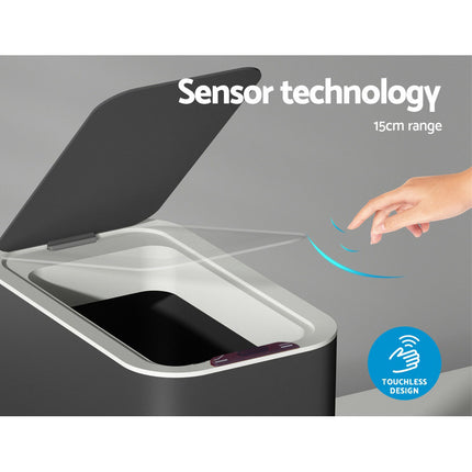 Devanti 9L Motion Sensor Bin Rubbish Automatic Ash Black 4