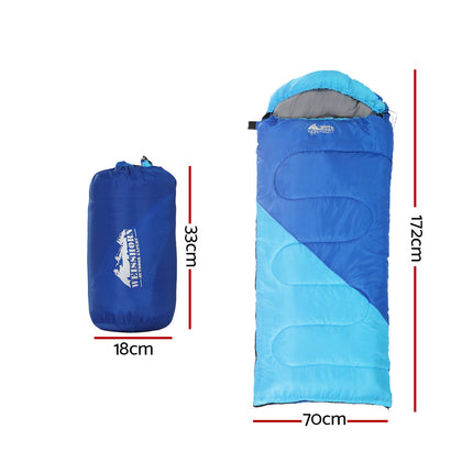 Weisshorn Sleeping Bag Kids Single 172cm Thermal Camping Hiking Blue 2