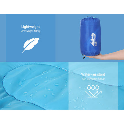Weisshorn Sleeping Bag Kids Single 172cm Thermal Camping Hiking Blue 6