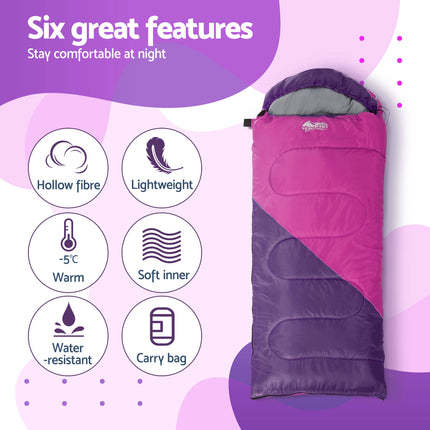 Weisshorn Sleeping Bag Set of 2 Kids Single 172cm Thermal Camping Hiking 4