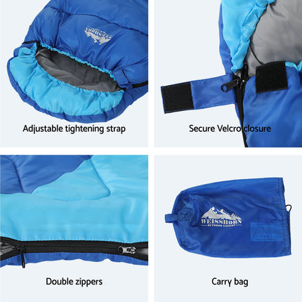 Weisshorn Sleeping Bag Set of 2 Kids Single 172cm Thermal Camping Hiking 10