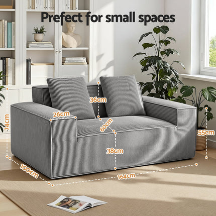 Artiss 2 Seater Sofa Loveseat Sofas Bed Couch No Assembly Corduroy Small Couches Apartement 2