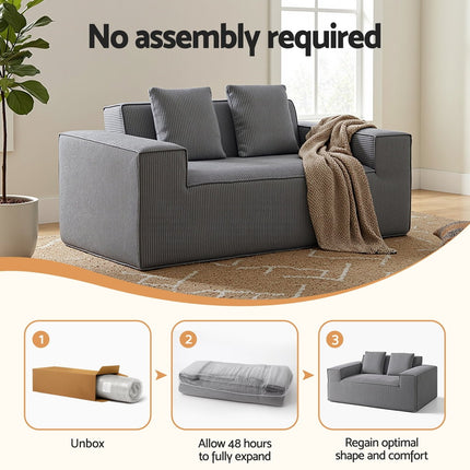 Artiss 2 Seater Sofa Loveseat Sofas Bed Couch No Assembly Corduroy Small Couches Apartement 6