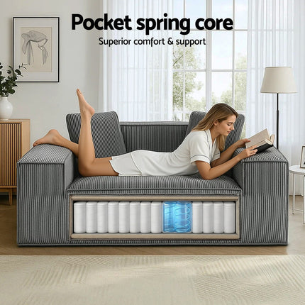Artiss 2 Seater Sofa Loveseat Sofas Bed Couch No Assembly Corduroy Small Couches Apartement 7