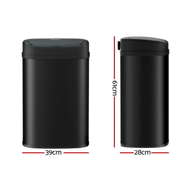 Devanti 50L Sensor Bin Motion Rubbish Automatic Black 2