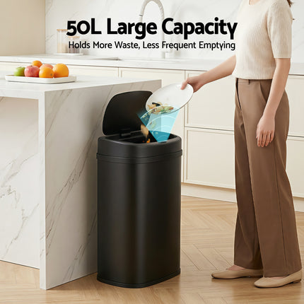 Devanti 50L Sensor Bin Motion Rubbish Automatic Black 4
