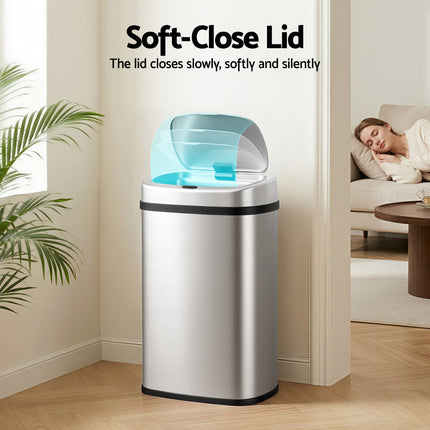 Devanti 50L Sensor Bin Motion Rubbish Automatic Silver 6