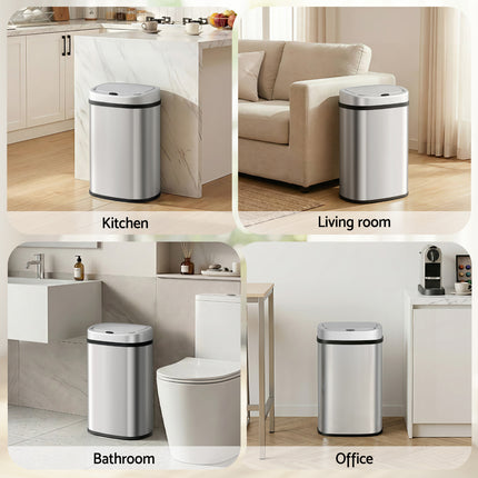 Devanti 50L Sensor Bin Motion Rubbish Automatic Silver 7