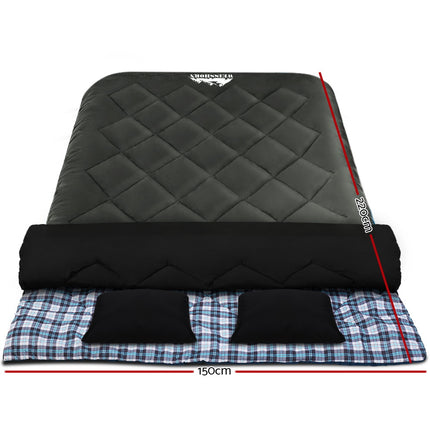 Weisshorn Sleeping Bag Double Pillow Thermal Camping Hiking Tent Grey -10&deg;C 2