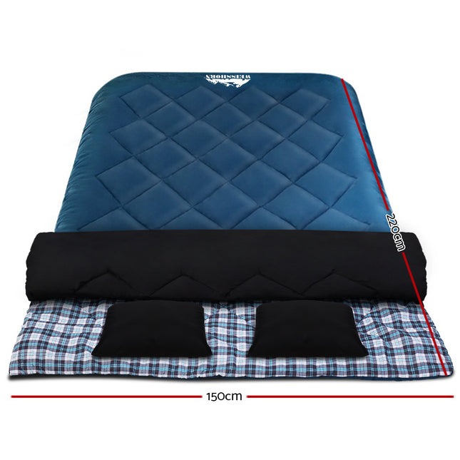 Weisshorn Sleeping Bag Double Pillow Thermal Camping Hiking Tent Blue -10&deg;C 2