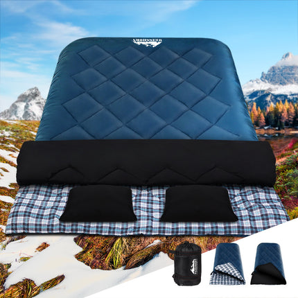Weisshorn Sleeping Bag Double Pillow Thermal Camping Hiking Tent Blue -10&deg;C 7
