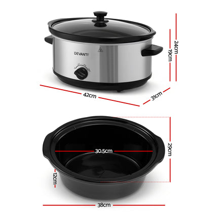 Devanti 6.5L Slow Cooker Electric Multi Cooker with 3 Heat Settings and Keep Warm Function 2