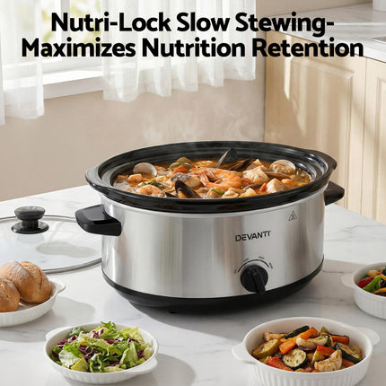 Devanti 6.5L Slow Cooker Electric Multi Cooker with 3 Heat Settings and Keep Warm Function 4