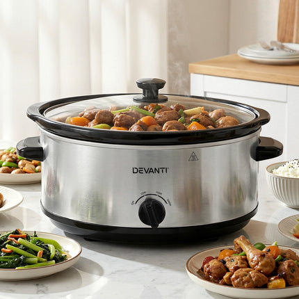 Devanti 6.5L Slow Cooker Electric Multi Cooker with 3 Heat Settings and Keep Warm Function 9