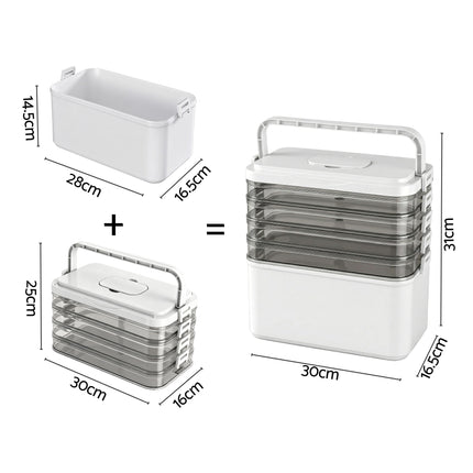 Artiss 5 Tier Portable Storage Box Detachable with Handles Plastic Clear 2