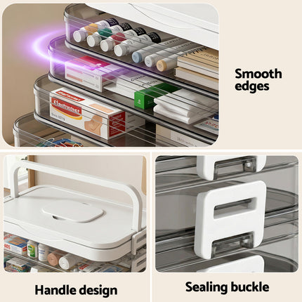 Artiss 5 Tier Portable Storage Box Detachable with Handles Plastic Clear 6