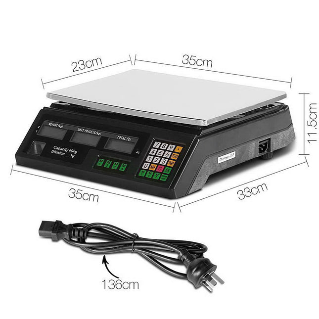 Emajin Scales Digital Kitchen 40KG Weighing Scales Platform Scales Black LCD 2