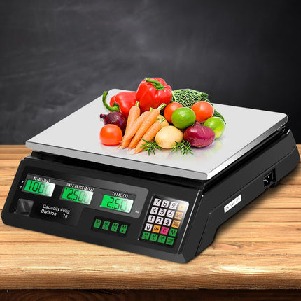 Emajin Scales Digital Kitchen 40KG Weighing Scales Platform Scales Black LCD 7