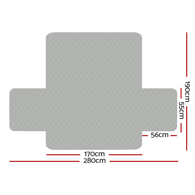 Artiss Sofa Cover Couch Covers 3 Seater Quilted Grey 2