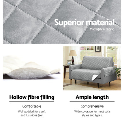 Artiss Sofa Cover Couch Covers 3 Seater Quilted Grey 4