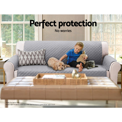 Artiss Sofa Cover Couch Covers 3 Seater Quilted Grey 5