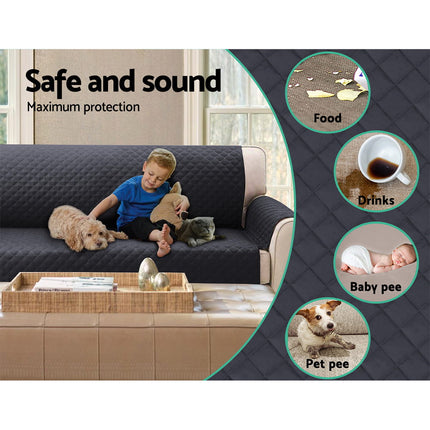 Artiss Sofa Cover Couch Covers 3 Seater 100% Water Resistant Dark Grey 5