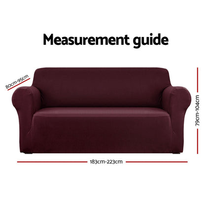 Artiss Sofa Cover Couch Covers 3 Seater Stretch Burgundy 2