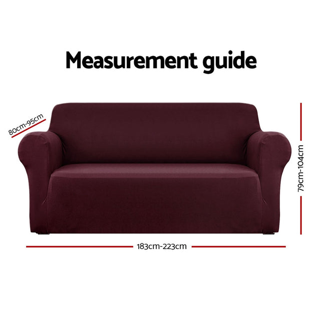 Artiss Sofa Cover Couch Covers 3 Seater Stretch Burgundy 2