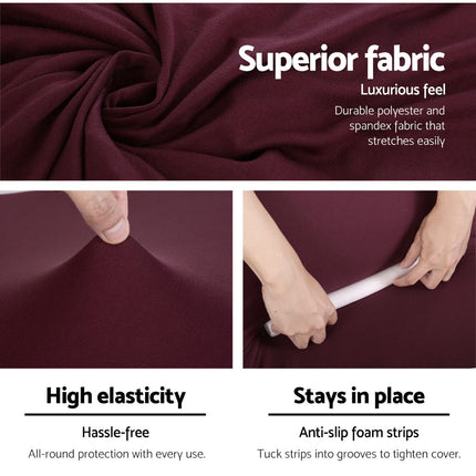 Artiss Sofa Cover Couch Covers 3 Seater Stretch Burgundy 4