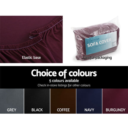 Artiss Sofa Cover Couch Covers 3 Seater Stretch Burgundy 5