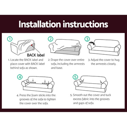 Artiss Sofa Cover Couch Covers 3 Seater Stretch Burgundy 6