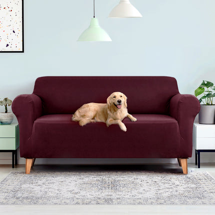 Artiss Sofa Cover Couch Covers 3 Seater Stretch Burgundy 7