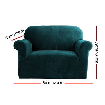 Artiss Sofa Cover Couch Covers 1 Seater Velvet Agate Green 2