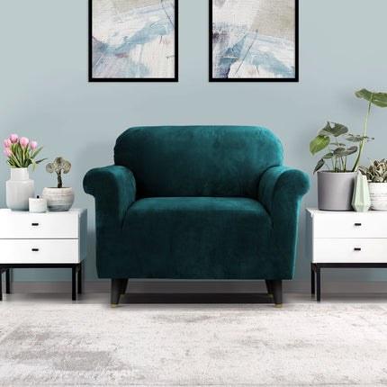 Artiss Sofa Cover Couch Covers 1 Seater Velvet Agate Green 8