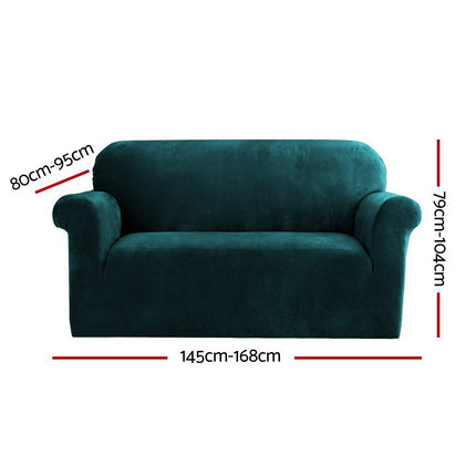 Artiss Sofa Cover Couch Covers 2 Seater Velvet Agate Green 2
