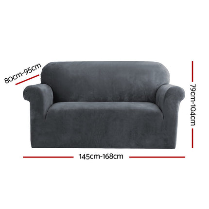 Artiss Sofa Cover Couch Covers 2 Seater Velvet Grey 2