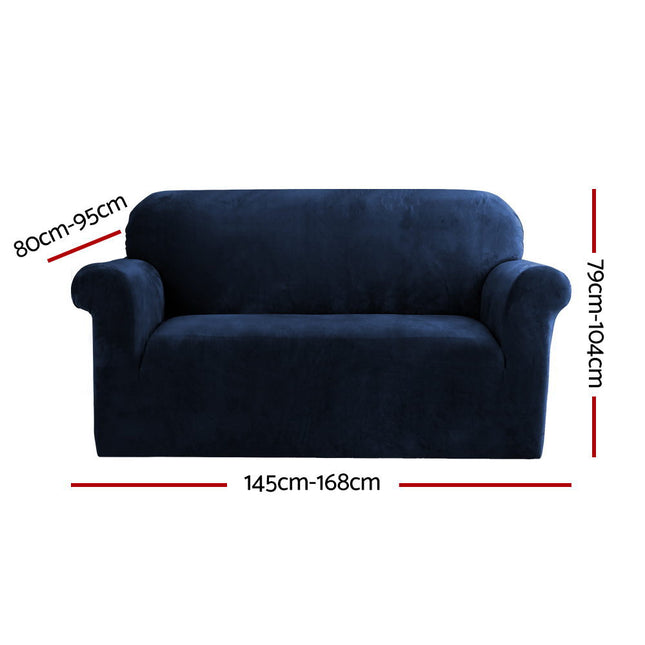 Artiss Sofa Cover Couch Covers 2 Seater Velvet Sapphire 2