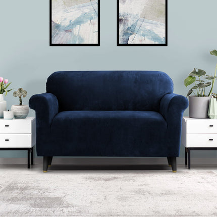 Artiss Sofa Cover Couch Covers 2 Seater Velvet Sapphire 8