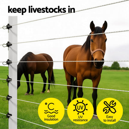 Giantz Electric Fence Insulators 200pcs Pinlock Black 4